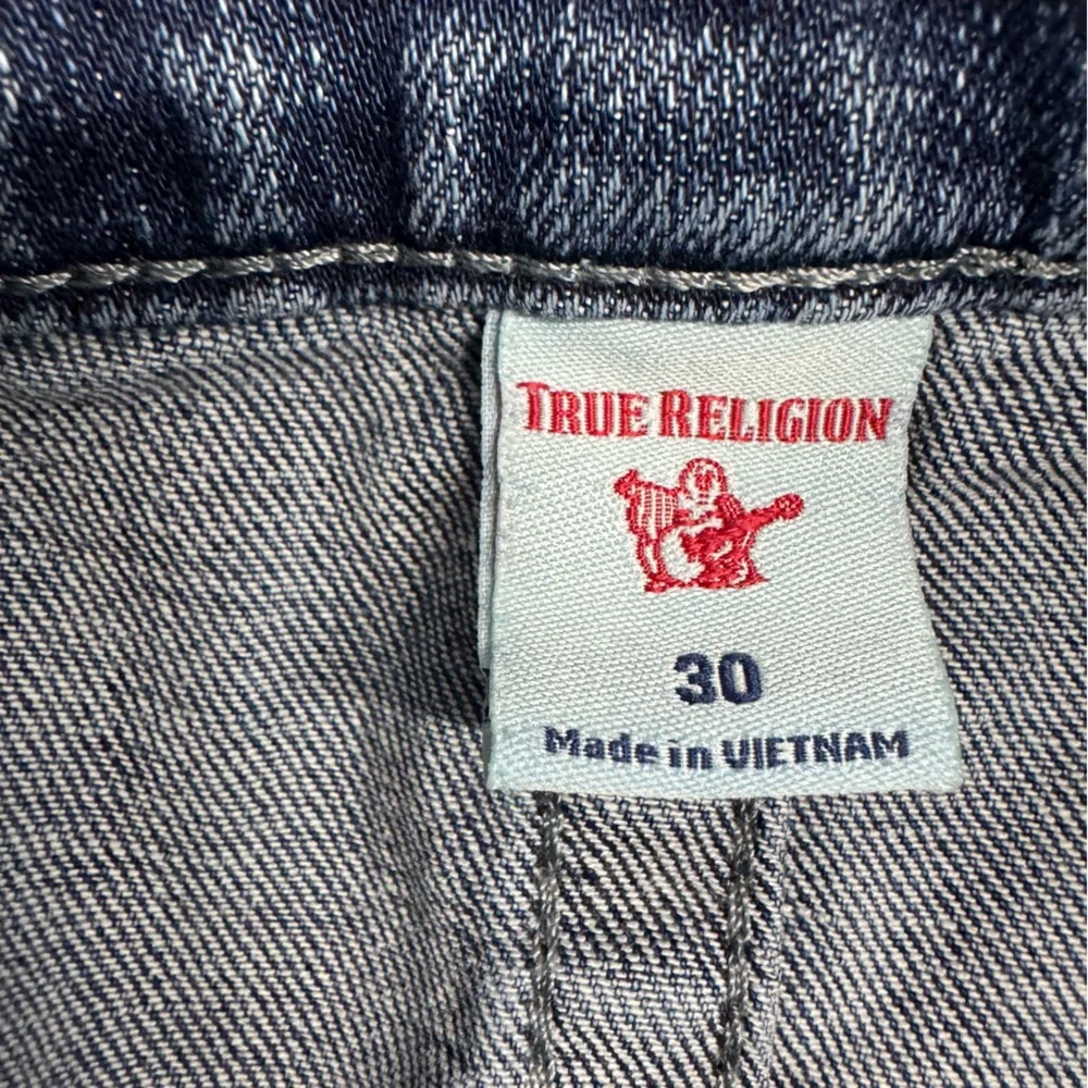 True Religion Men's Geno Straight Slim Blue Jeans Size 32 Classic Y2k Streetwear